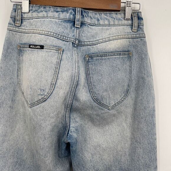 Rolla's Womens Blue Light Wash Distressed Ripped Cropped Straight Jeans Size 27 - Picture 4 of 7